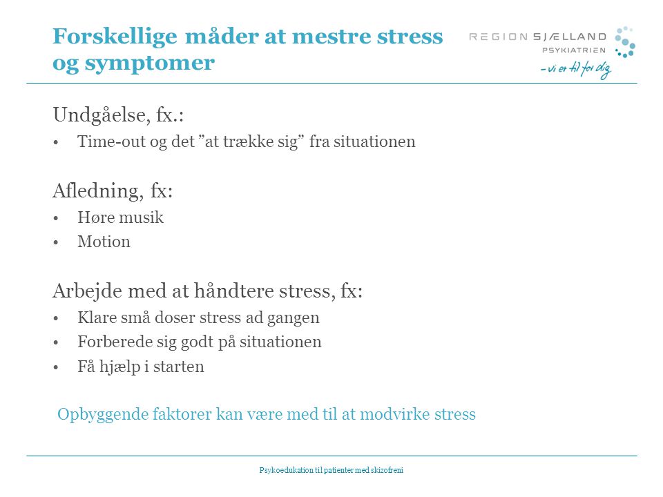 Forskellige måder at mestre stress og symptomer