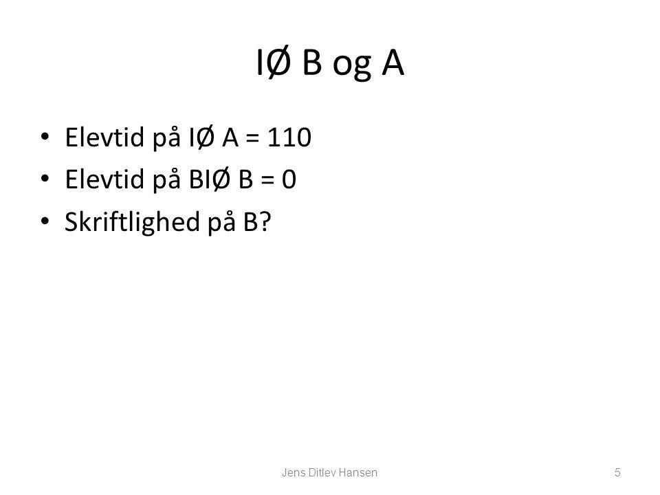 IØ B og A Elevtid på IØ A = 110 Elevtid på BIØ B = 0