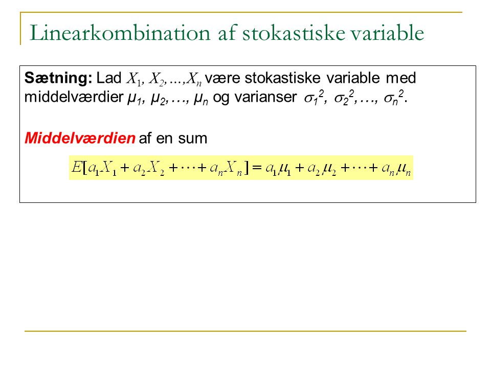 Linearkombination af stokastiske variable