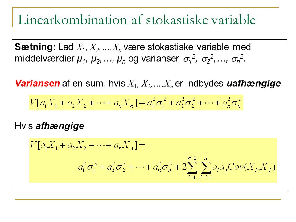 Linearkombination af stokastiske variable
