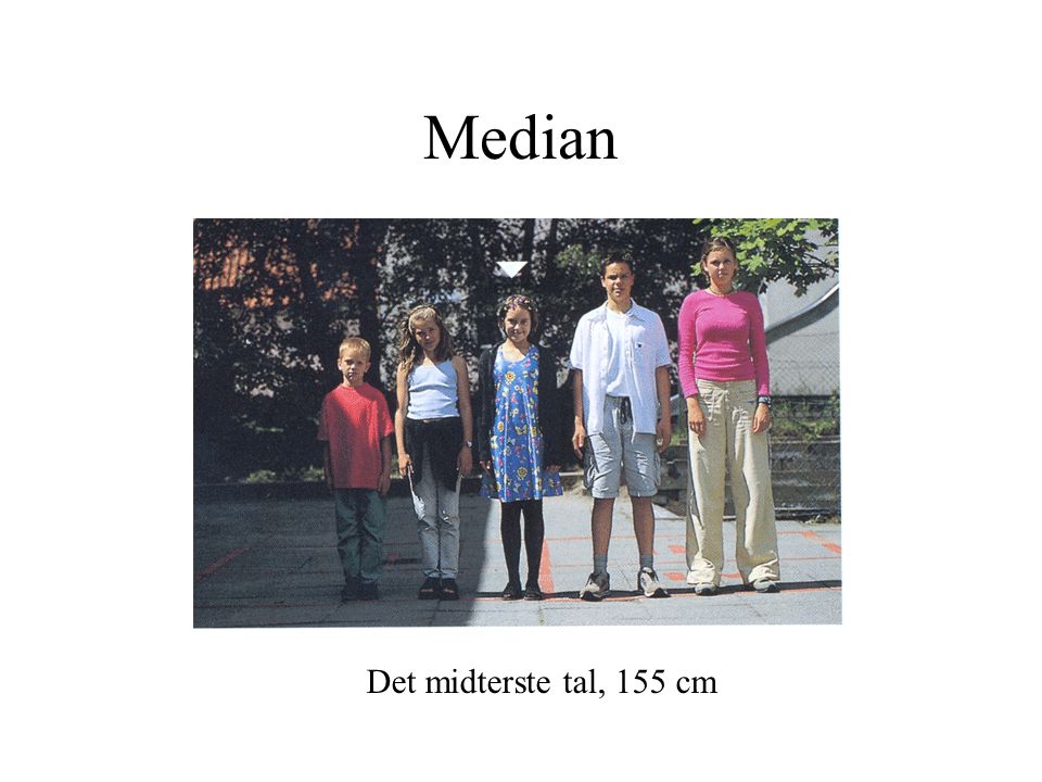 Median Det midterste tal, 155 cm