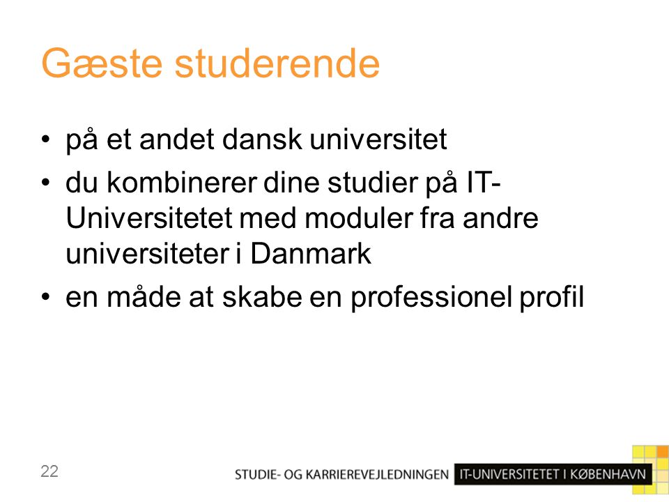 Gæste studerende på et andet dansk universitet
