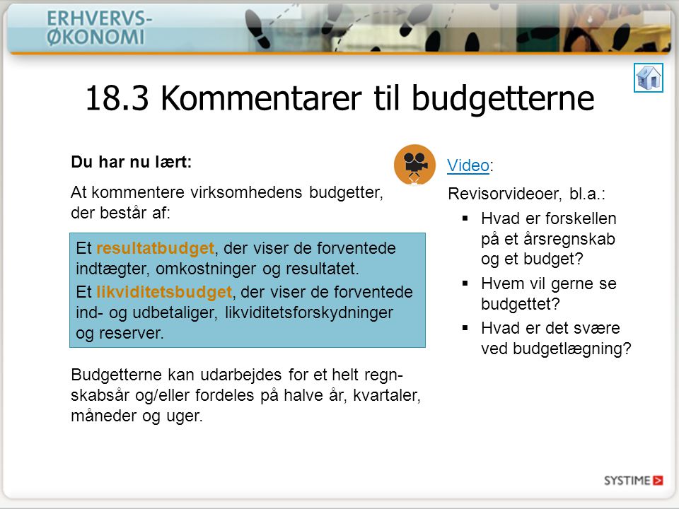 18.3 Kommentarer til budgetterne