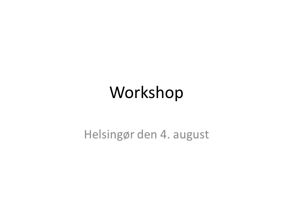 Workshop Helsingør den 4. august