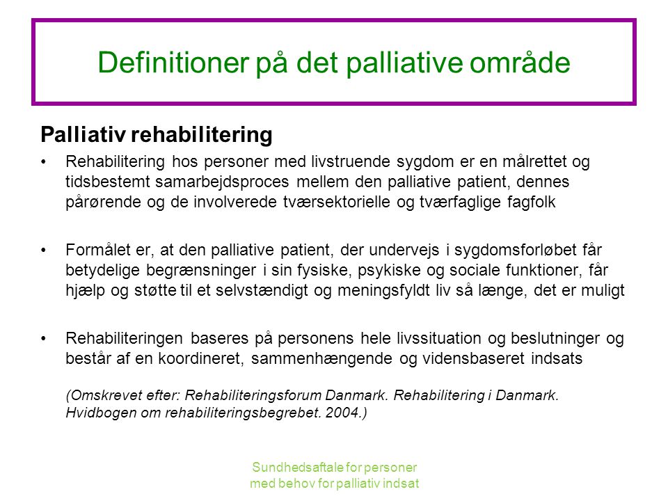 Definitioner på det palliative område