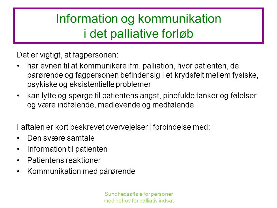 Information og kommunikation i det palliative forløb