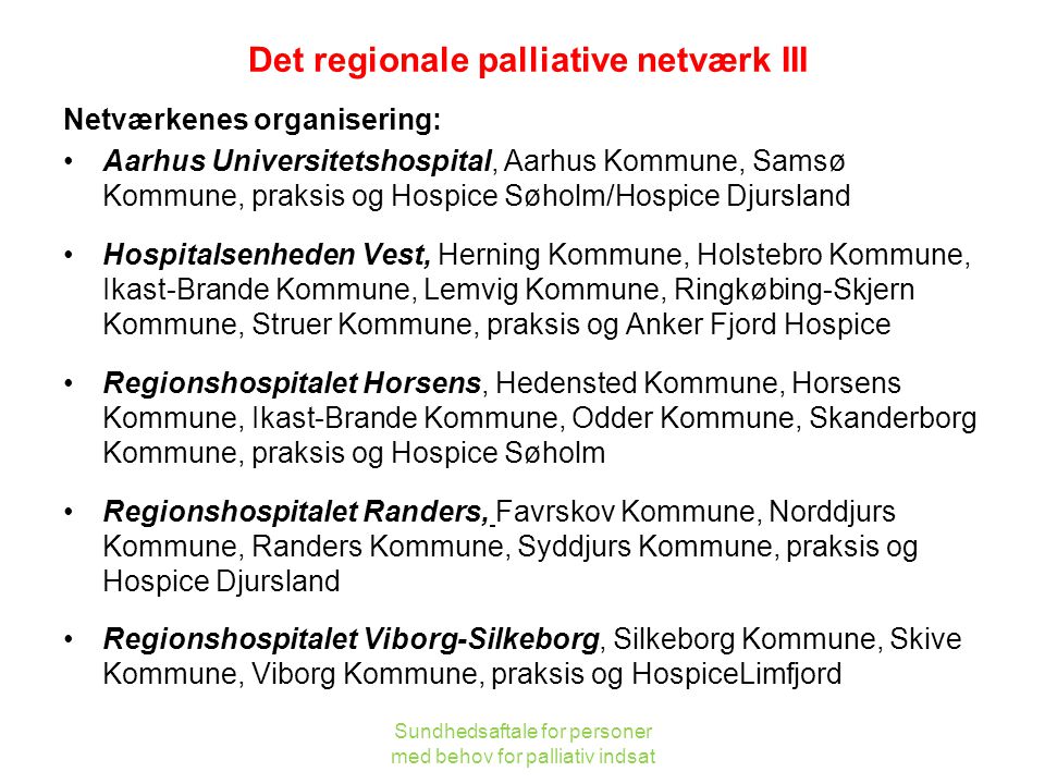 Det regionale palliative netværk III