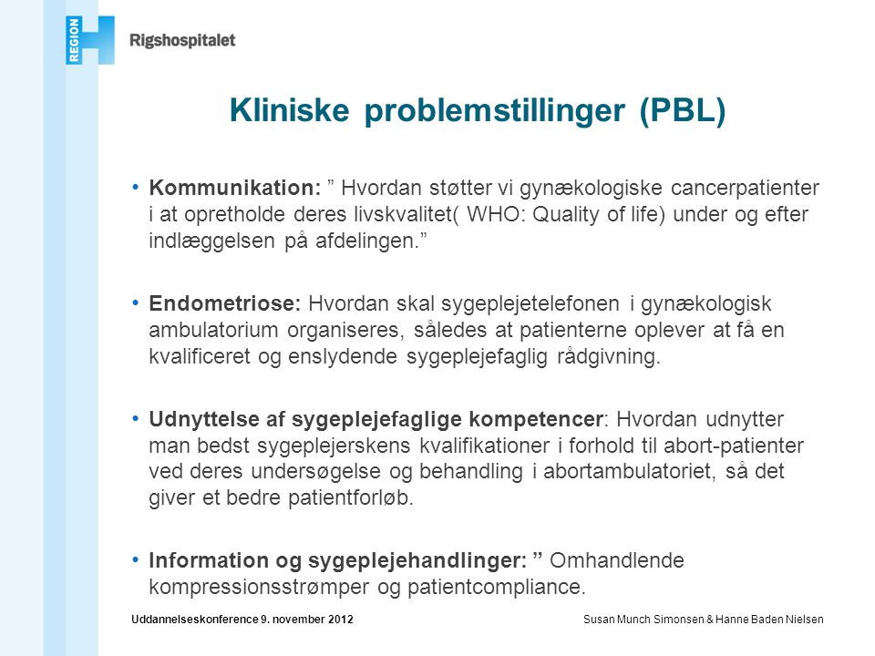 Kliniske problemstillinger (PBL)