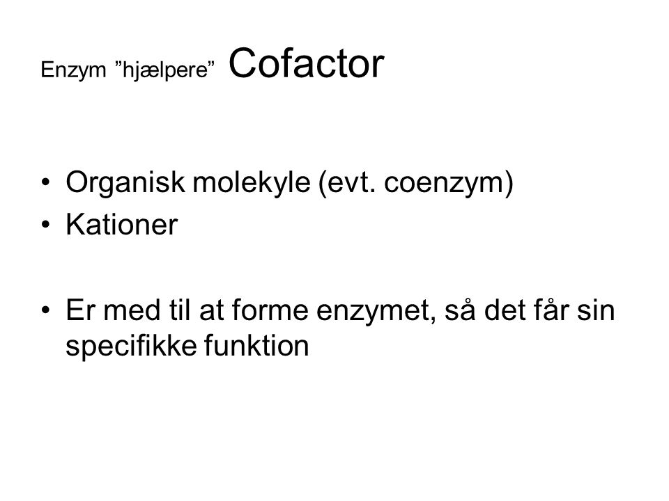 Enzym hjælpere Cofactor
