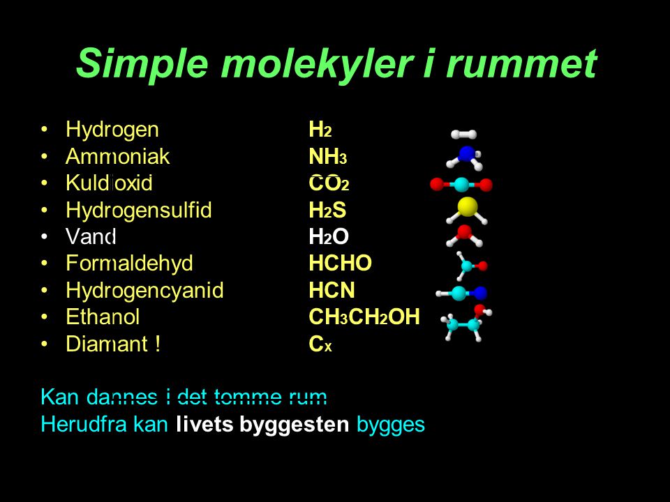 Simple molekyler i rummet