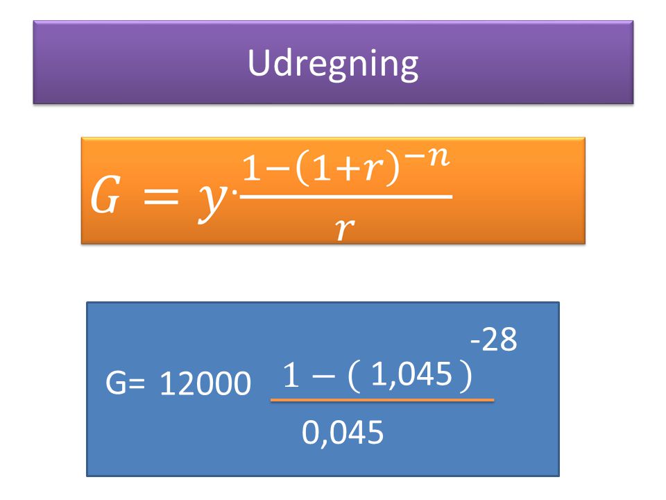 Udregning -28 1− 1,045 G= ,045