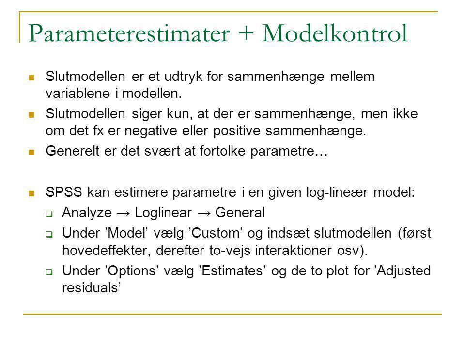 Parameterestimater + Modelkontrol