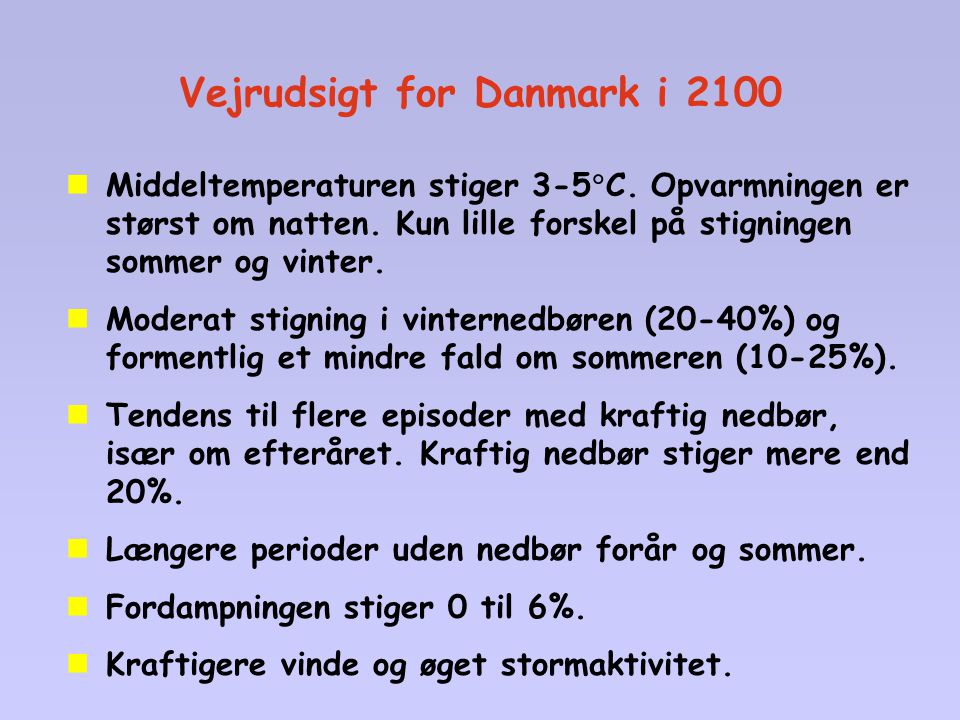 Vejrudsigt for Danmark i 2100