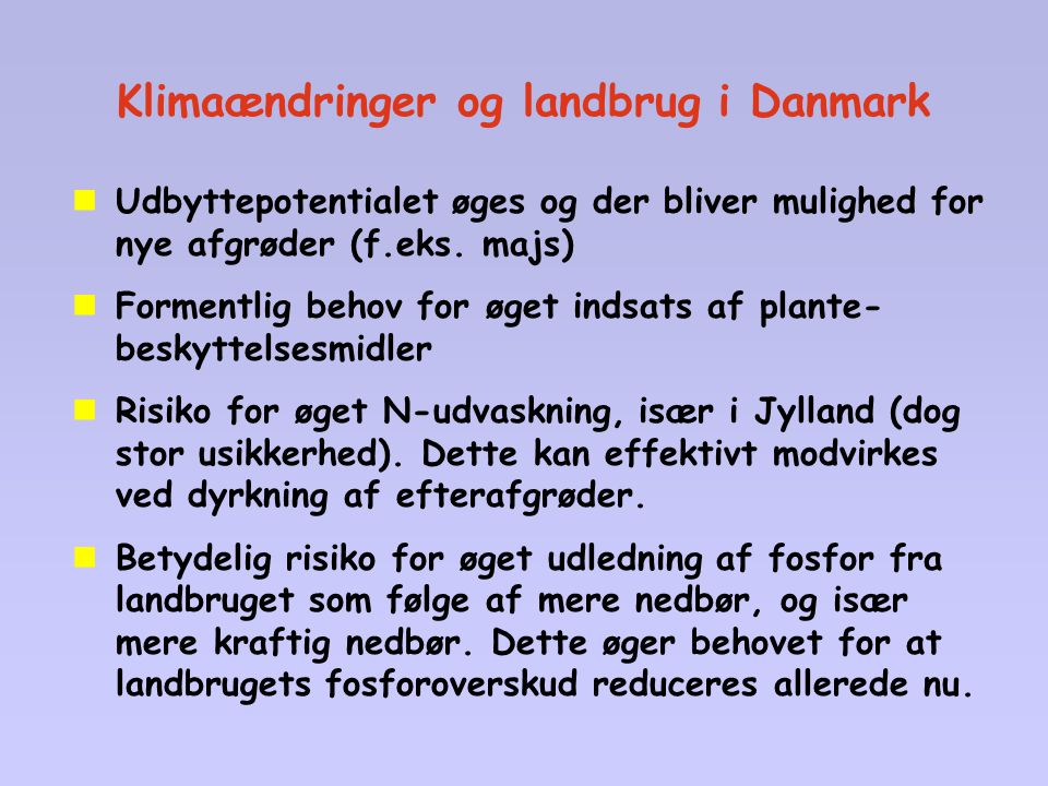 Klimaændringer og landbrug i Danmark
