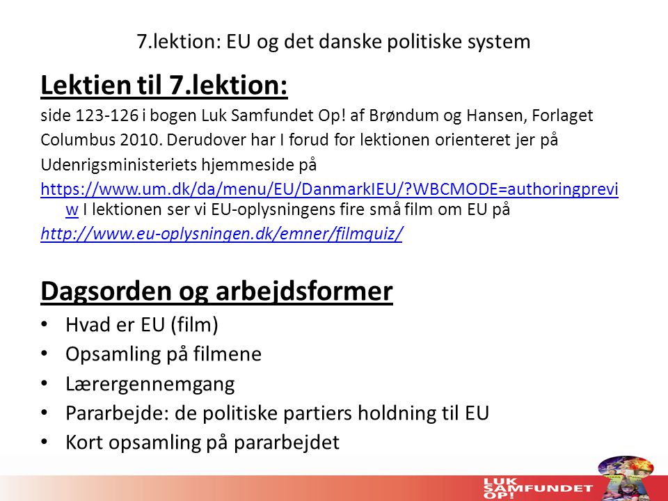 7.lektion: EU og det danske politiske system
