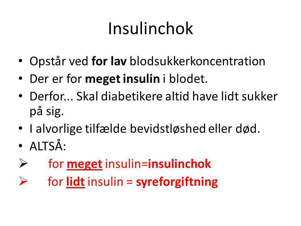 Insulinchok Opstår ved for lav blodsukkerkoncentration