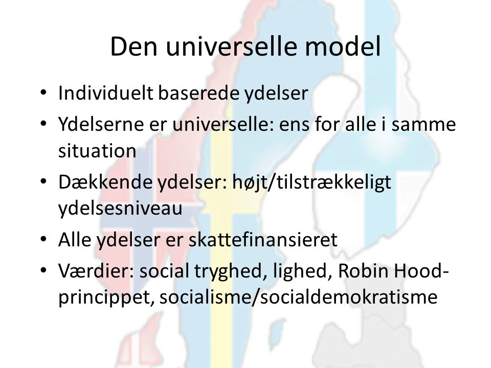 Den universelle model Individuelt baserede ydelser