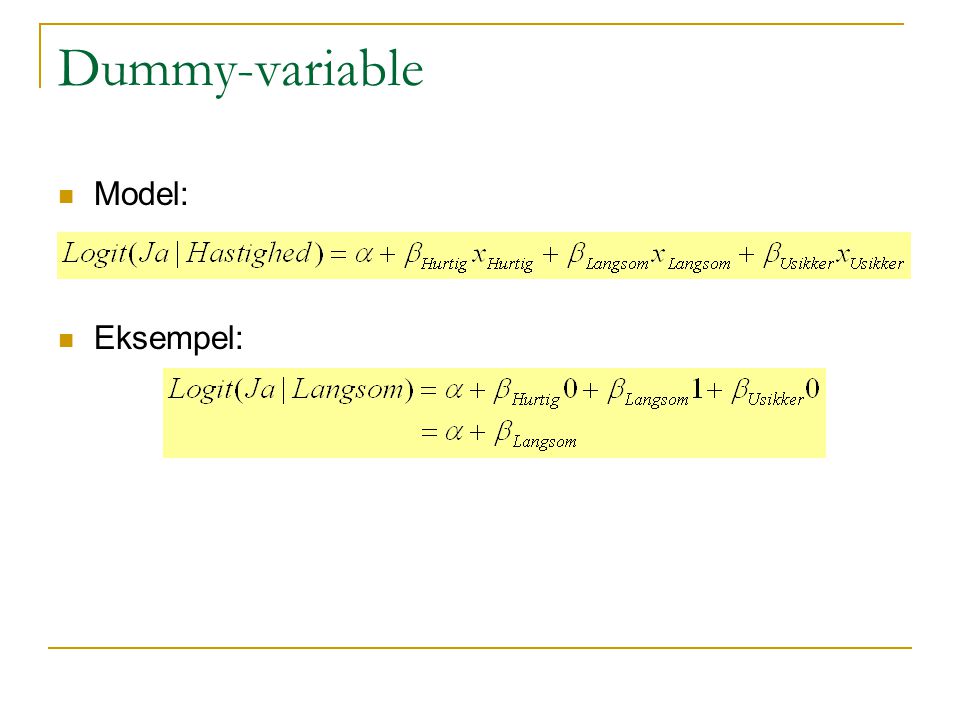 Dummy-variable Model: Eksempel: