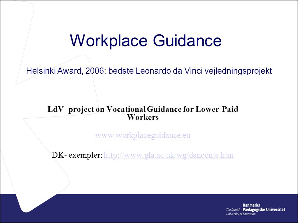 LdV- project on Vocational Guidance for Lower-Paid Workers