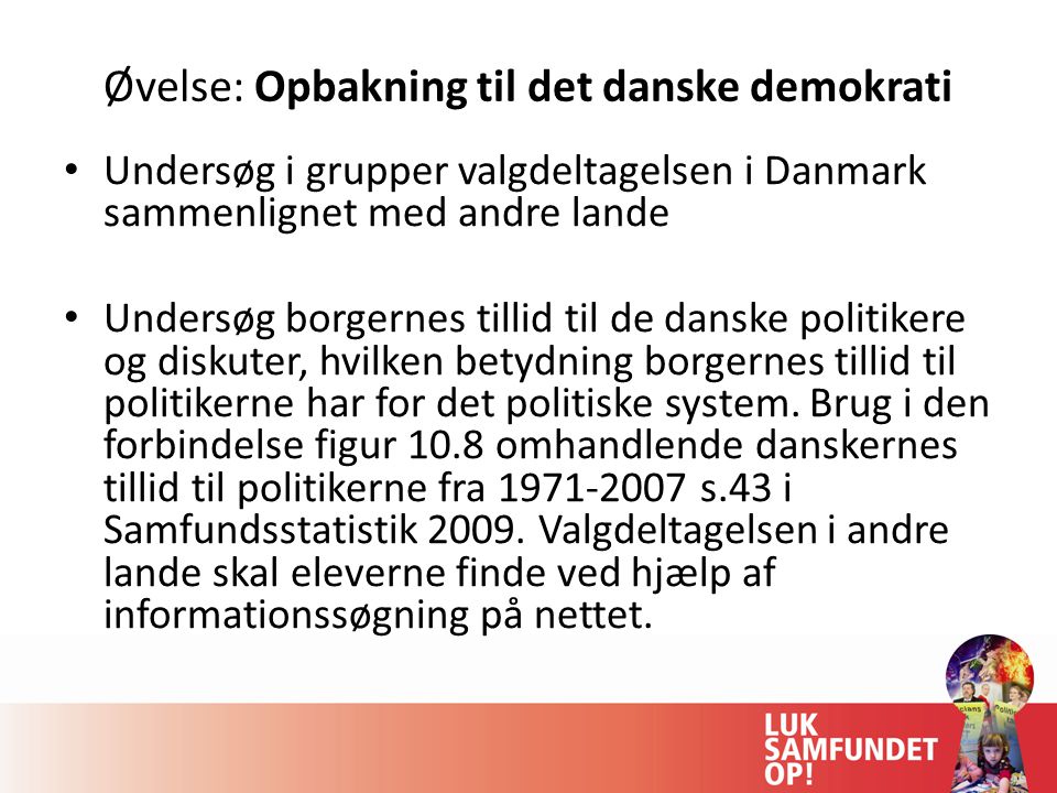 Øvelse: Opbakning til det danske demokrati