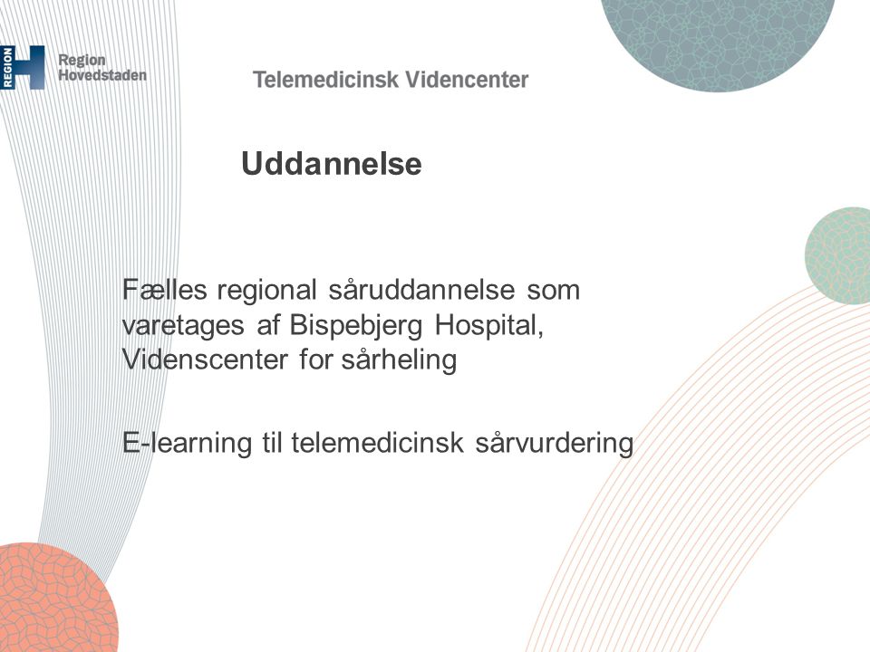 Uddannelse Fælles regional såruddannelse som varetages af Bispebjerg Hospital, Videnscenter for sårheling E-learning til telemedicinsk sårvurdering