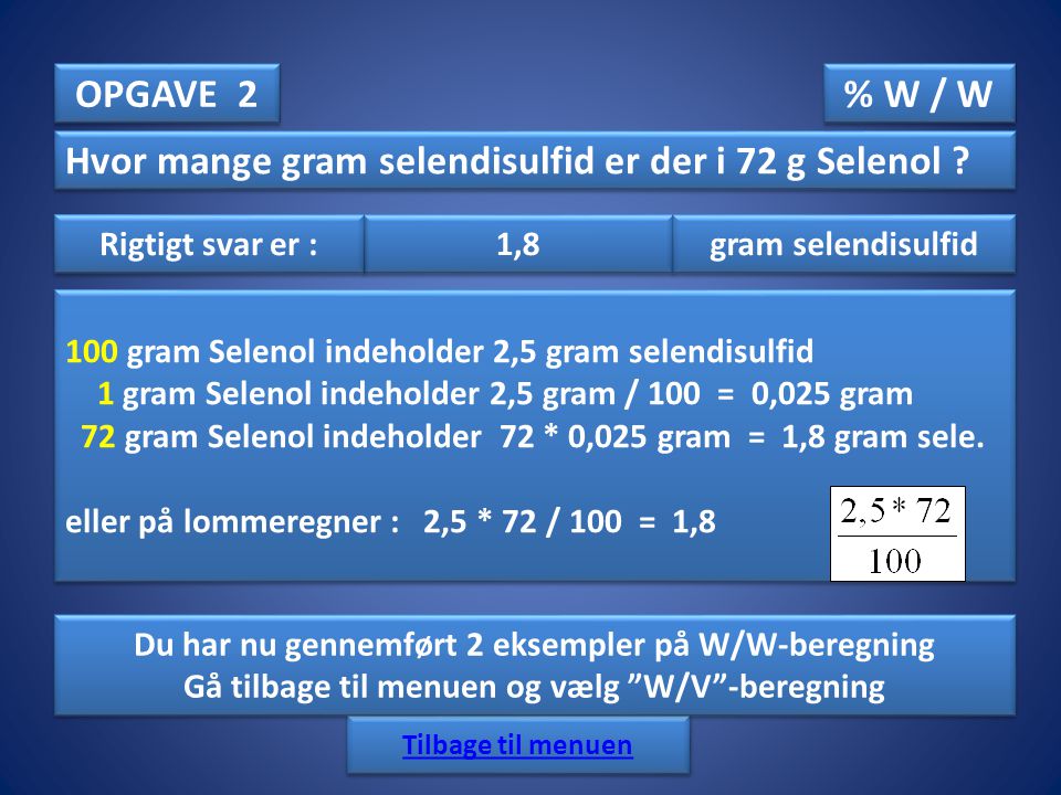 Hvor mange gram selendisulfid er der i 72 g Selenol