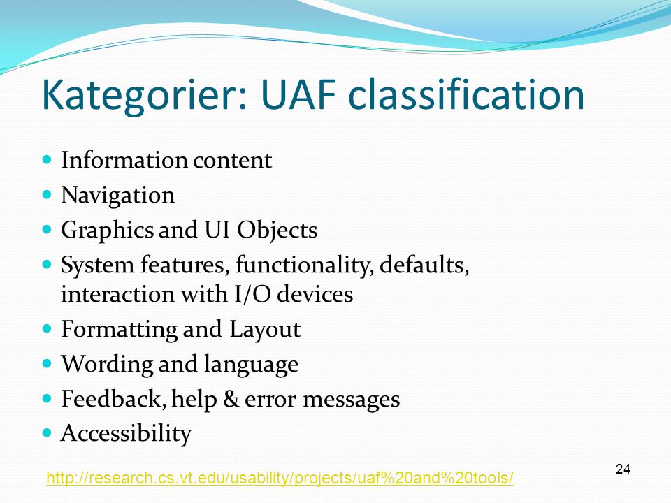 Kategorier: UAF classification