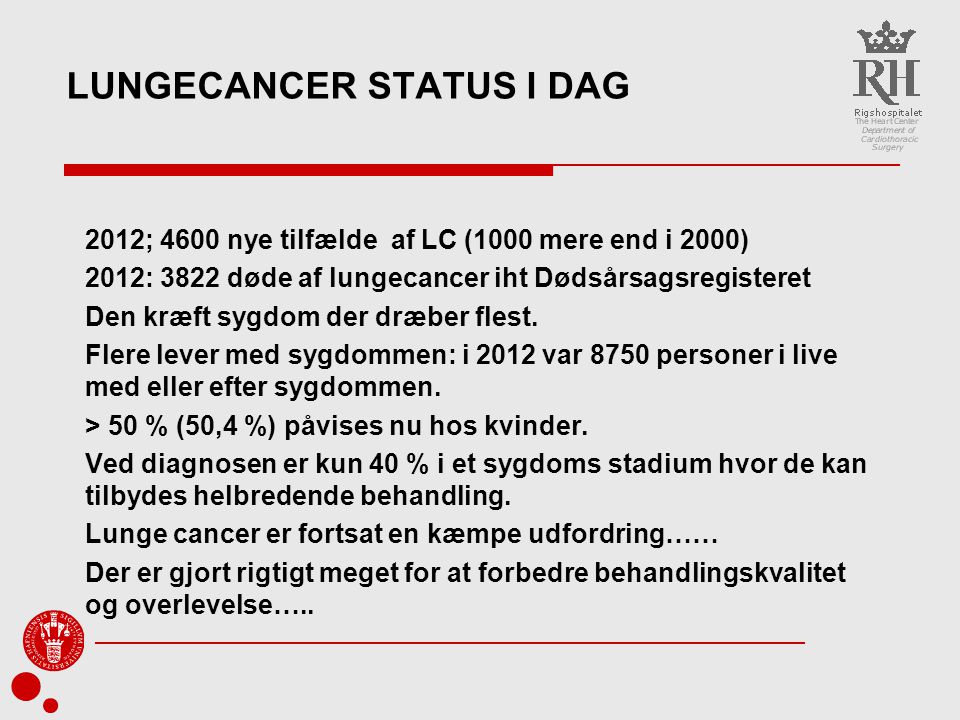 Lungecancer status i Dag