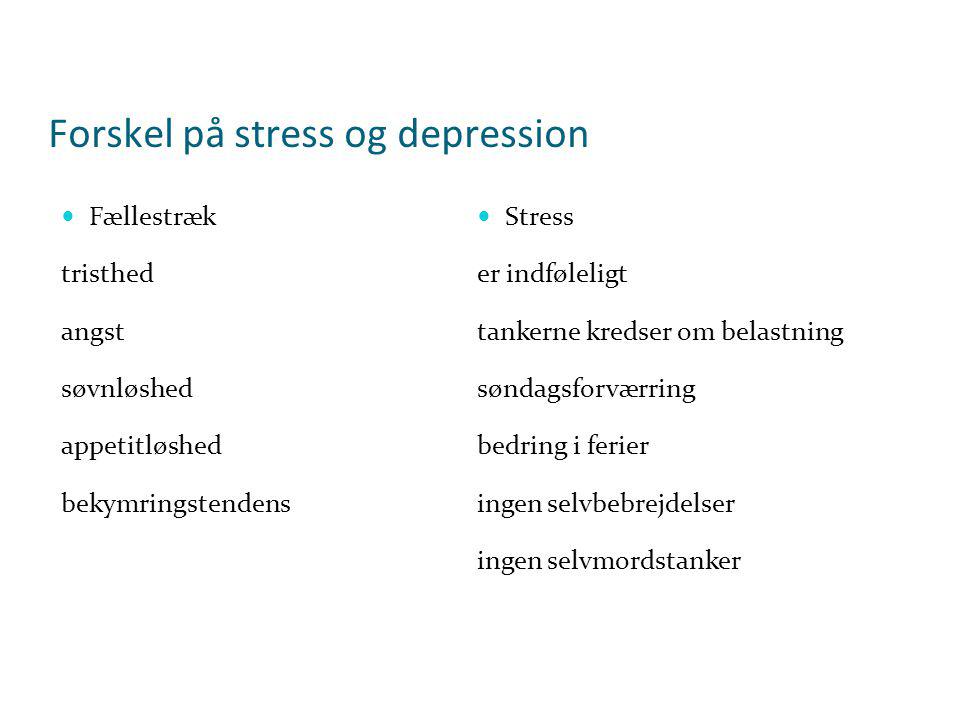 Forskel på stress og depression