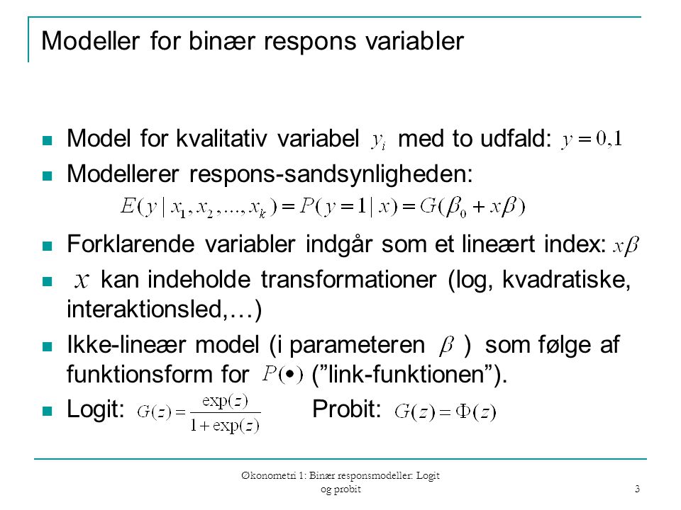 Modeller for binær respons variabler
