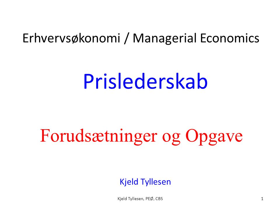 Erhvervsøkonomi / Managerial Economics