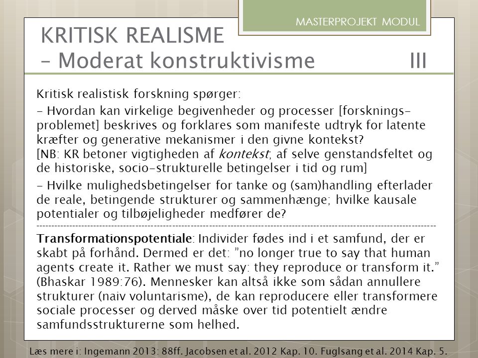 KRITISK REALISME – Moderat konstruktivisme III