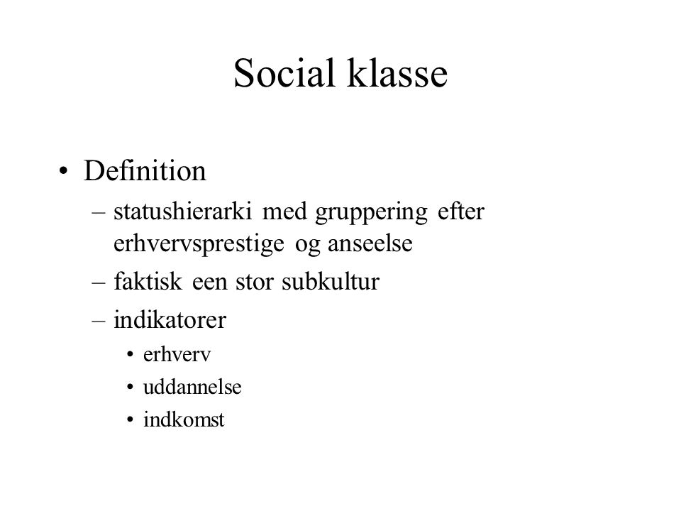 Social klasse Definition