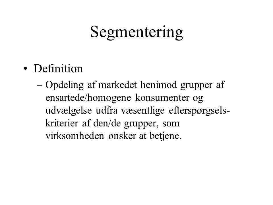 Segmentering Definition