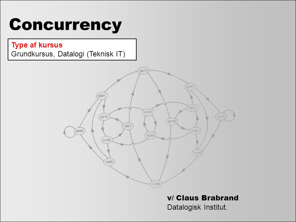 Concurrency Type af kursus Grundkursus, Datalogi (Teknisk IT)