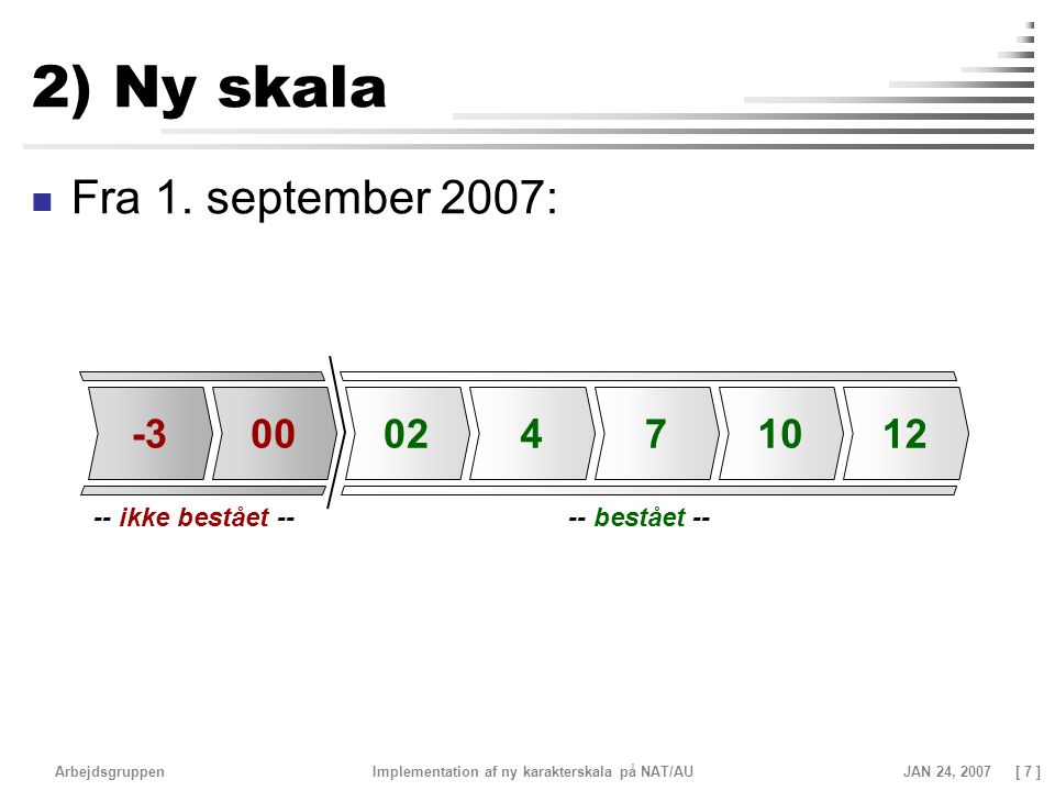 2) Ny skala Fra 1. september 2007: