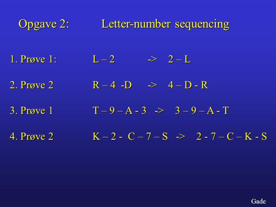 Opgave 2: Letter-number sequencing