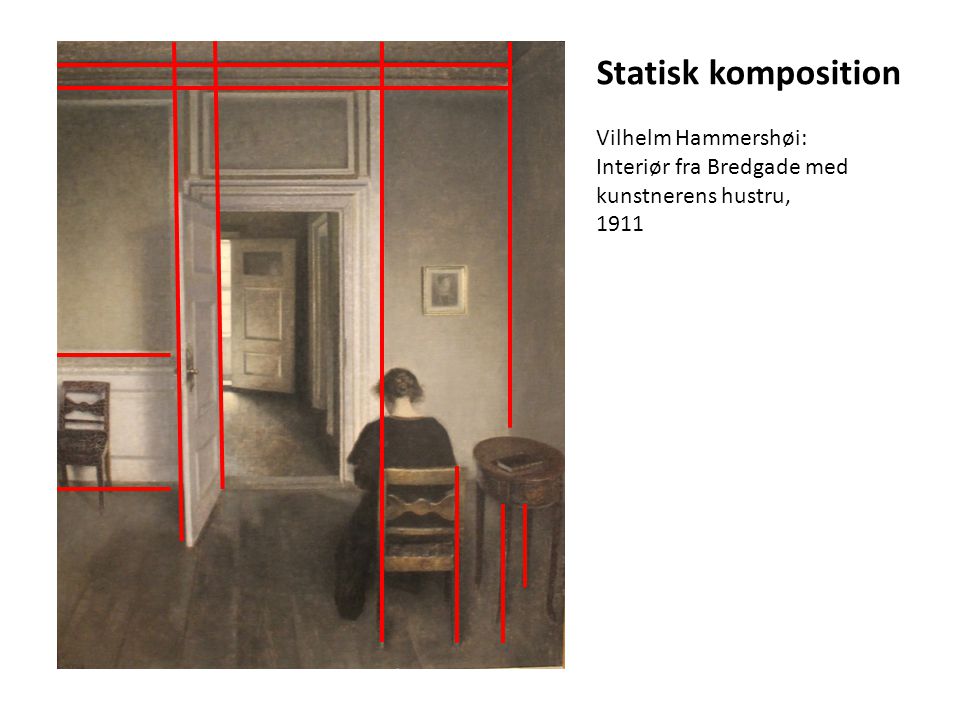 Statisk komposition Vilhelm Hammershøi: Interiør fra Bredgade med