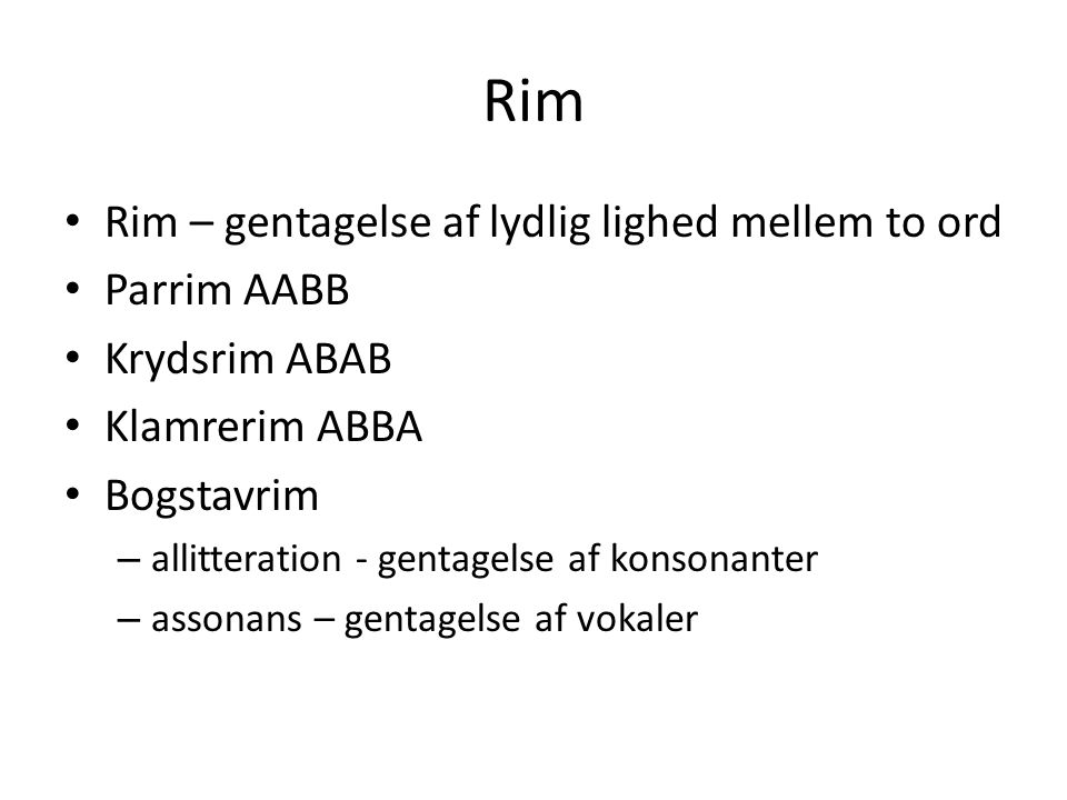 Rim Rim – gentagelse af lydlig lighed mellem to ord Parrim AABB