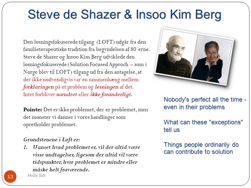 Steve de Shazer & Insoo Kim Berg