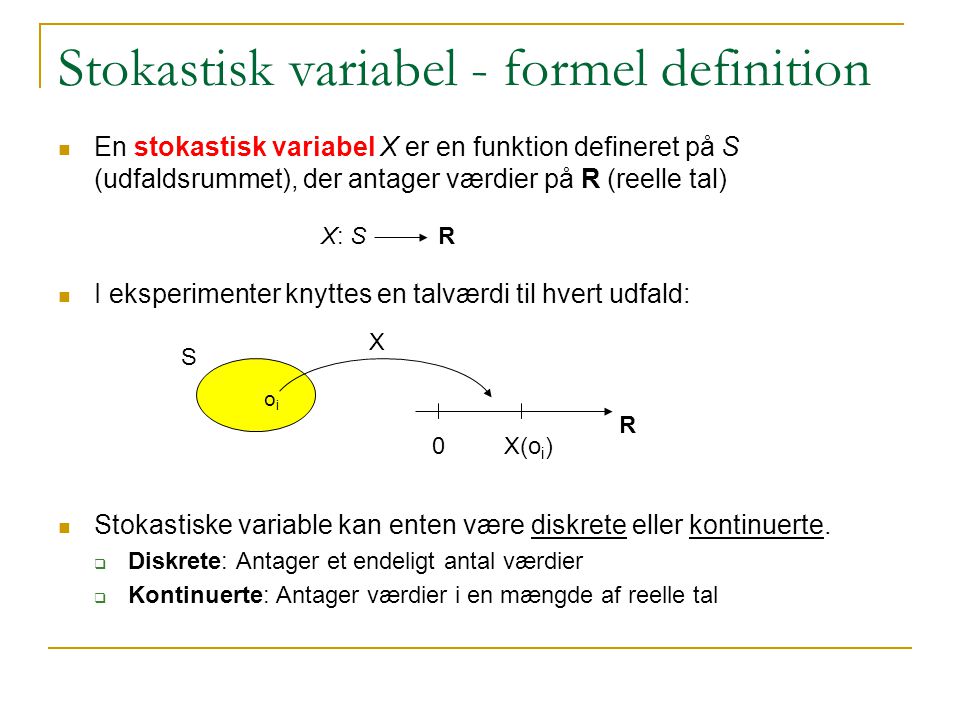 Stokastisk variabel - formel definition