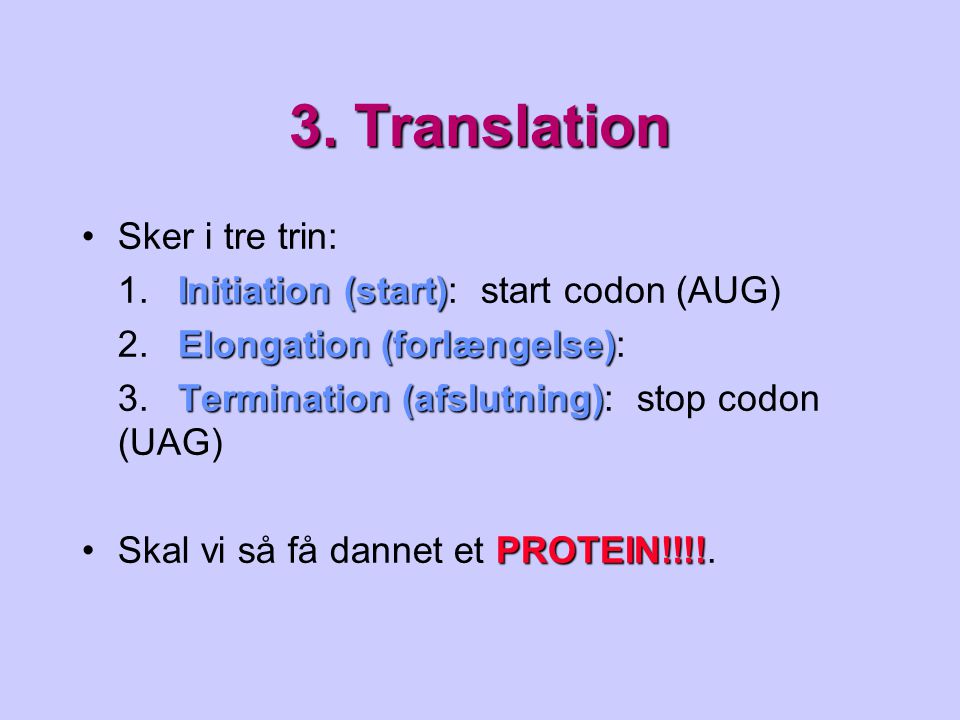 3. Translation Sker i tre trin: